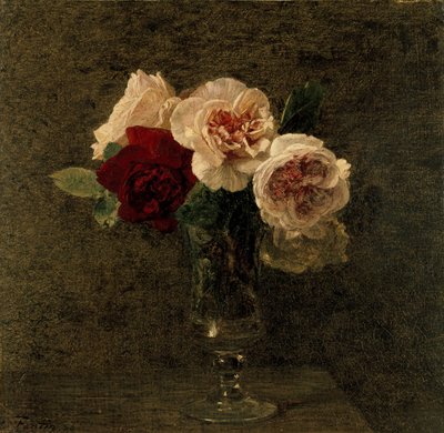 Stilleven van roze en rode rozen, 19e eeuw door Ignace Henri Jean Fantin Latour
