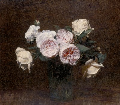Stilleven: roze, witte en gele rozen, 1894 door Ignace Henri Jean Fantin Latour
