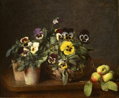 Stilleven met viooltjes door Ignace Henri Jean Fantin Latour