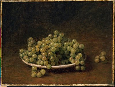 Witte druiven op een bord door Ignace Henri Jean Fantin Latour