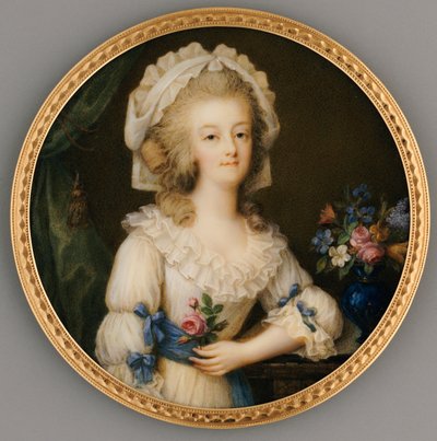 Een fijne en belangrijke miniatuur van koningin Marie-Antoinette, ca. 1780-85 door Ignace Jean Victor Campana