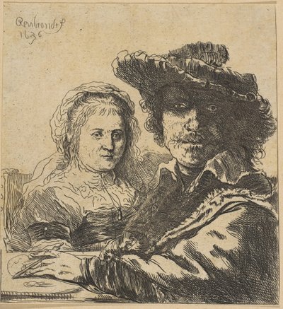 Rembrandt en zijn Vrouw kopie door Ignace Joseph de Claussin