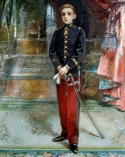 Portret van koning Alfonso XIII van Spanje door Ignacio Pinazo Camarlech