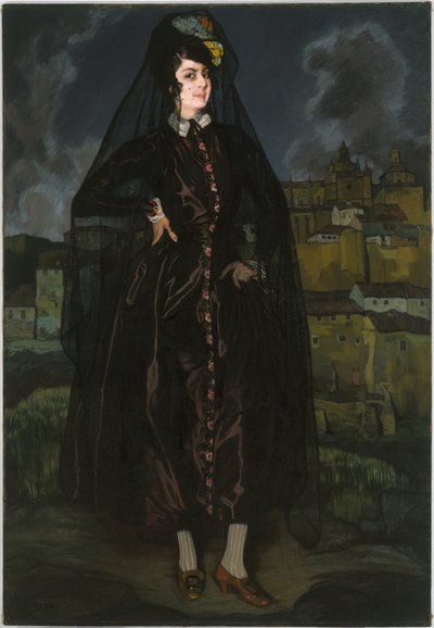 Portret van Anita Ramírez in het zwart door Ignacio Zuloaga