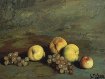 Stilleven (perzik, appels, peer en druiven) – 20e eeuw door Ignacio Zuloaga y Zabaleta