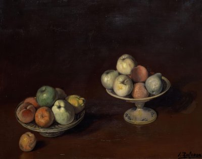 Fruitschaal en bord met appels door Ignacio Zuloaga y Zabaleta