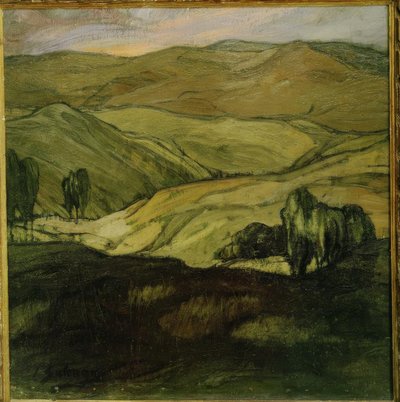 Ignacio Zuloaga / Landschap in Aragón – 1911 door Ignacio Zuloaga y Zabaleta