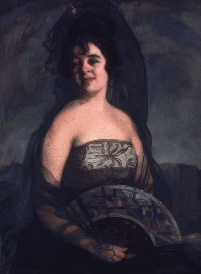 De dame met de waaier door Ignacio Zuloaga y Zabaleta