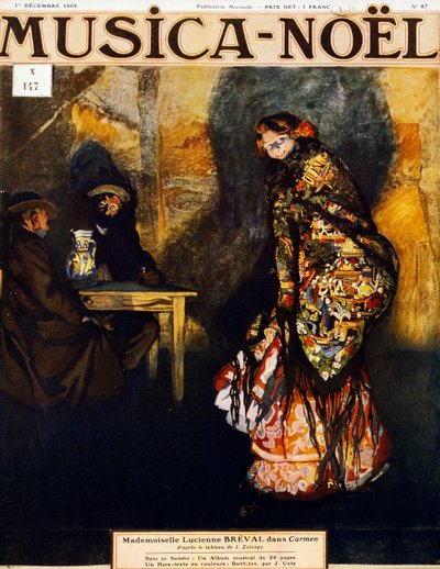 Lucienne Breval, Zwitserse sopraan, als Carmen, in de gelijknamige opera van Georges Bizet door Ignacio Zuloaga y Zabaleta
