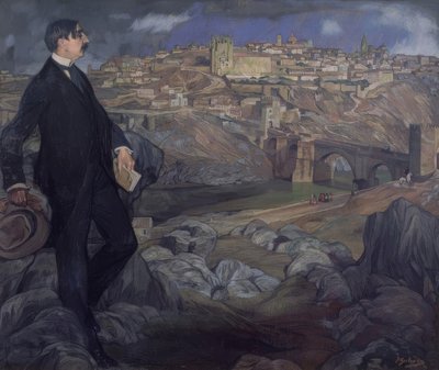 Maurice Barres met Toledo op de achtergrond door Ignacio Zuloaga y Zabaleta