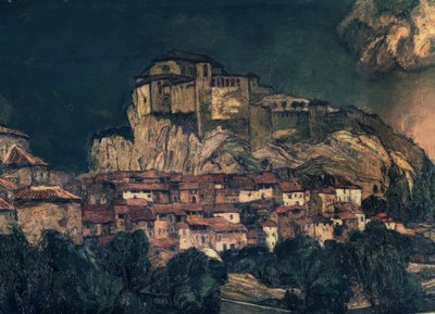 Landschap van Alquézar (detail) – 1916 door Ignacio Zuloaga y Zabaleta