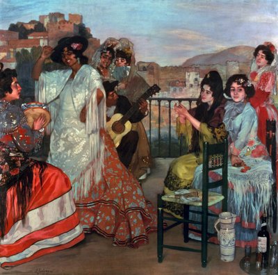 Gitaar Spelen op het Balkon, ca. 1903 door Ignacio Zuloaga y Zabaleta