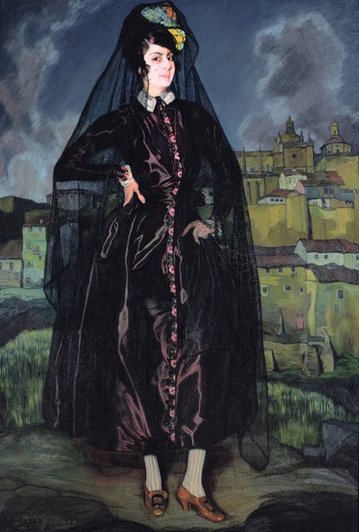 Portret van Anita Ramirez in Zwart door Ignacio Zuloaga y Zabaleta
