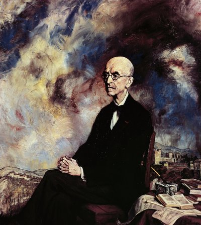 Portret van de Spaanse componist Manuel de Falla door Ignacio Zuloaga y Zabaleta