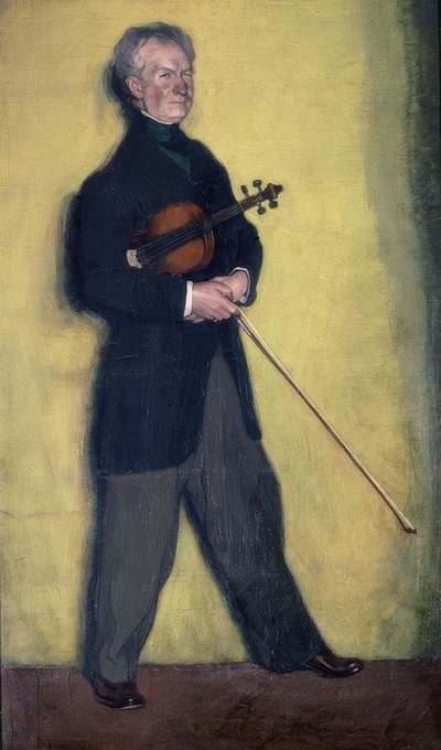 Portret van de violist Larrapide - 1910 door Ignacio Zuloaga y Zabaleta