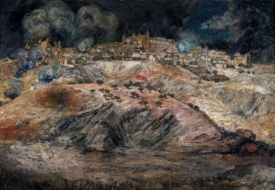 Spaanse Burgeroorlog (1936-1939): "Uitzicht op Toledo in vlammen" door Ignacio Zuloaga y Zabaleta