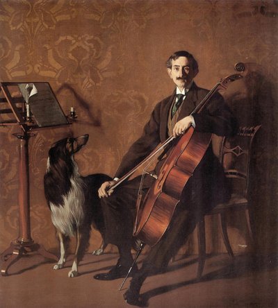 Portret van de cellist Juan de Azurmendi door Ignacio Zuloaga y Zabaleto