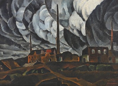 Landschap met fabrieksgebouw, vroege jaren 1920 door Ignati Ignatyevich Nivinsky