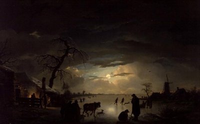 Een winterlandschap in maanlicht door Ignatius Josephus van Regemorter