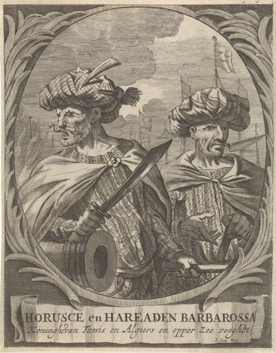 Portretten van Horusce en Hareaden Barbarossa, Barbarijse zeerovers door Ignatius Lux