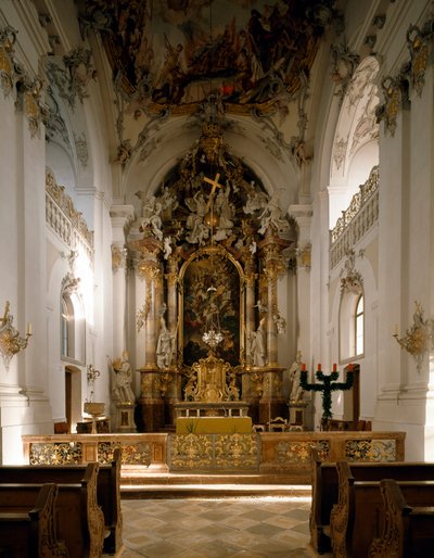 Interieur van de abdij van San Marino en San Anianus door Ignaz  Gunther