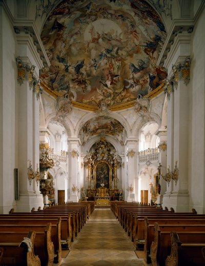 Interieur van de Abdij van San Marino en San Anianus door Ignaz  Gunther
