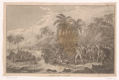 Dood van James Cook tijdens een gevecht met de inwoners van Hawaii door Ignaz Sebastian Klauber (possibly)