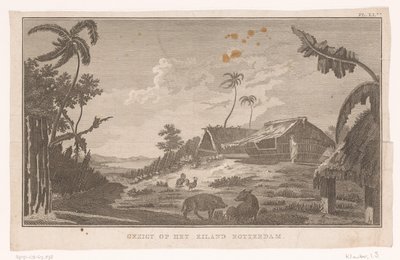 Gezicht op het eiland Nomuka in de Grote Oceaan vanaf het land door Ignaz Sebastian Klauber (possibly)
