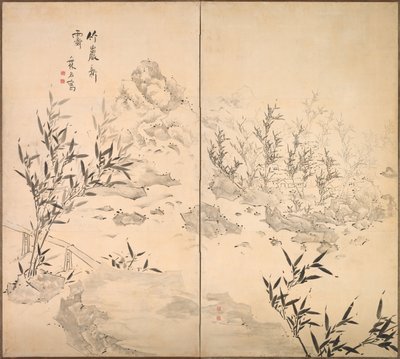 Bamboe in mooi weer na regen, midden 1700s door Ike Taiga