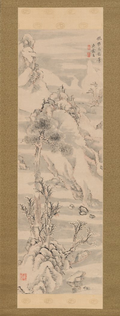 Winterlandschap, in de stijl van Guo Zhongshu, late 18e eeuw door Ike no Taiga