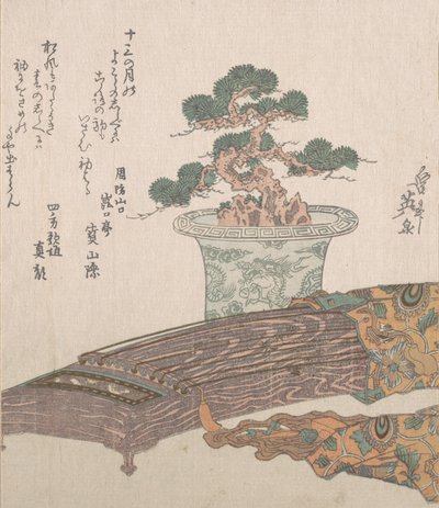 Potted Pine Tree en Koto Japanse Harp door Ikeda Eisen