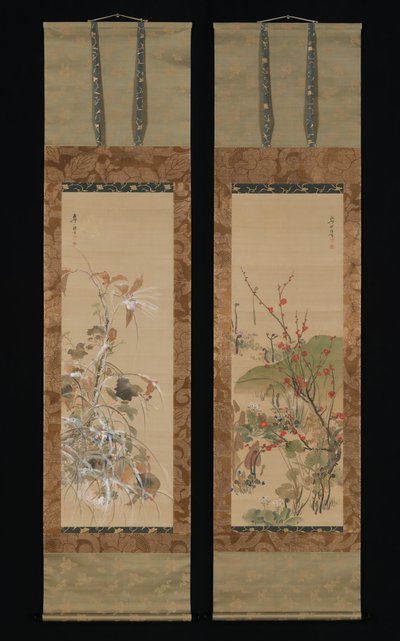 Bloemen en Vogels van de Vier Seizoenen, midden 19e eeuw door Ikeda Koson