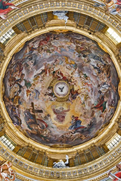 Paradijs prijst Jezus en de pendentieven met Profeten, Evangelisten en Kerkleraren door Il  Baciccio
