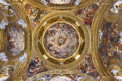 Paradijs prijst Jezus en de pendentieven met Profeten, Evangelisten en Kerkvaders door Il  Baciccio