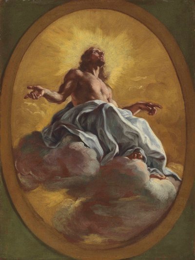 Christus in Glorie, in een geschilderd ovaal door Il Baciccio