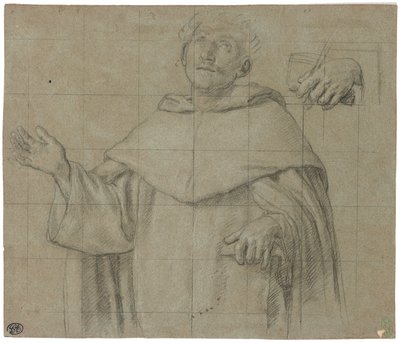 Een Dominicaanse heilige, mogelijk Sint-Pieter Martyr, halve lengte, met een boek door Il Sassoferrato