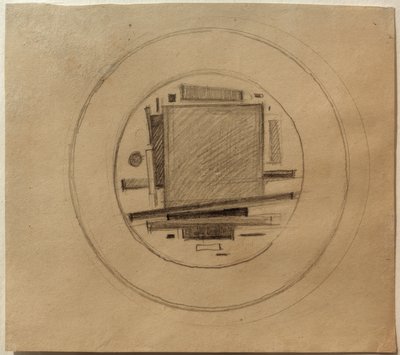 Ontwerp voor suprematistische beschildering van porselein door Ilja Grigorewitsch Tschaschnik