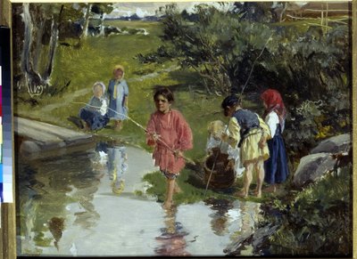 Kinderen vissen door Illarion Mikhailovich Pryanishnikov