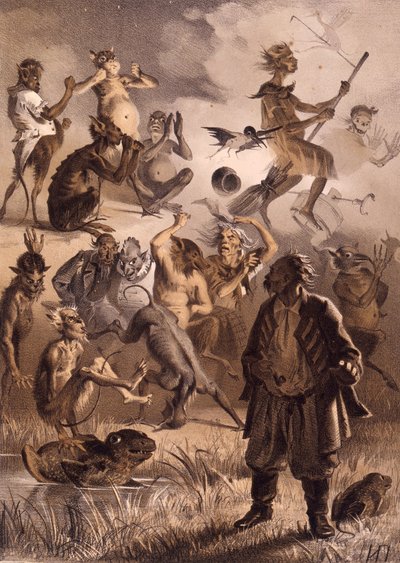 Illustratie voor het verhaal De Verloren Brief uit Avonden op een Boerderij bij Dikanka door Nikolai Gogol door Illarion Mikhailovich Pryanishnikov