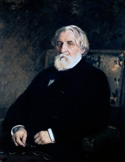 Portret van Ivan Sergejevitsj Toergenjev door Ilya Efimovich (after) Repin