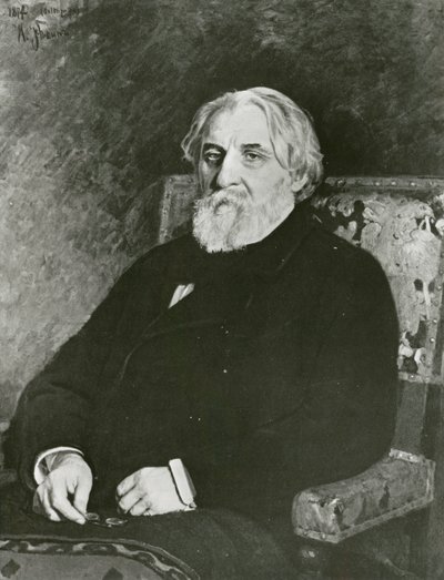 Portret van Ivan Toergenjev door Ilya Efimovich (after) Repin
