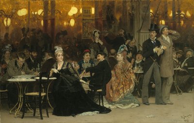 Een Parijse Café, 1875 door Ilya Efimovich Repin