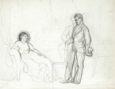 Adelina Patti (1843-1919) als Violetta in de opera La traviata door Giuseppe Verdi door Repin, Ilya Yefimovich (1844-1930), Eind 1860s-Begin 1870s - Potlood op papier - Constantijnpaleis, St. Petersburg door Ilya Efimovich Repin