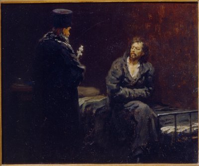 Voor de biecht door Ilya Efimovich Repin