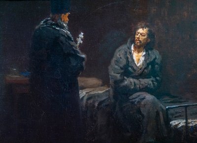 Voor de biecht door Ilya Efimovich Repin