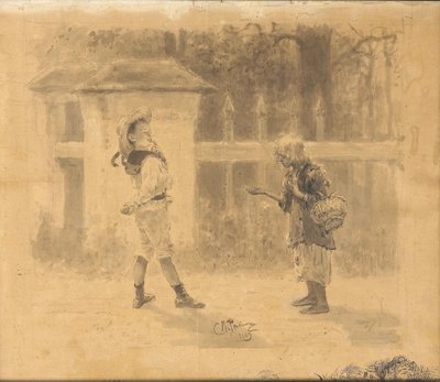 Bedelend meisje, 1889 door Ilya Efimovich Repin