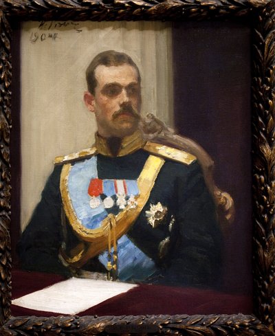Grootvorst Mikhail Alexandrovich Romanov, of Michael van Rusland (1878-1918). Olie op doek. door Ilya Efimovich Repin