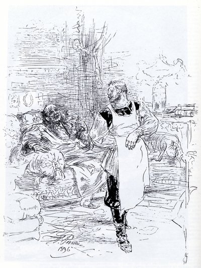 Illustratie voor de roman De dood van Ivan Iljitsj door Leo Tolstoy, 1896 door Ilya Efimovich Repin