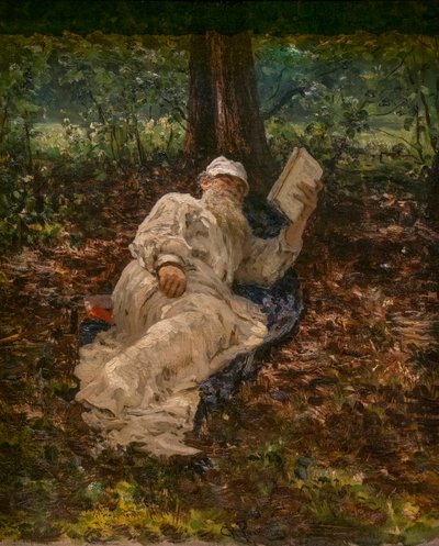 Leo Tolstoj rustend in het bos door Ilya Efimovich Repin