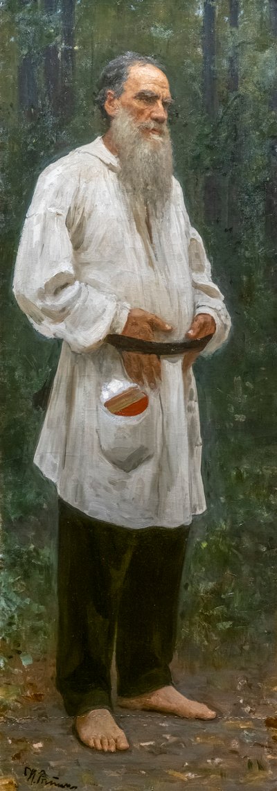 Leo Tolstoj blootsvoets door Ilya Efimovich Repin